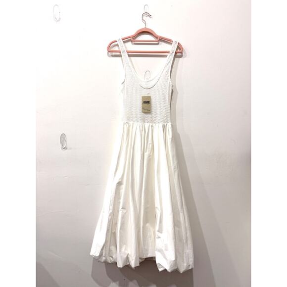 ASTR The Label Sleeveless Sheer Contrast Bubble Hem Maxi Dress White Womens Sz S - Picture 3 of 5